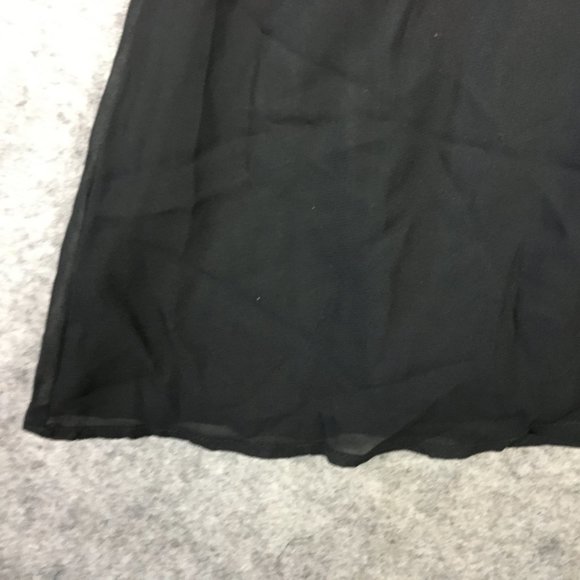 Almost Famous Dress S Long Sleeve Black Chiffon Belted A Line V Neck Casual - Picture 2 of 16